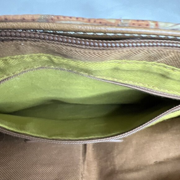 Relic Boho Patchwork Handbag With Bamboo Handles & Leather Accents Retro Style - Picture 10 of 15